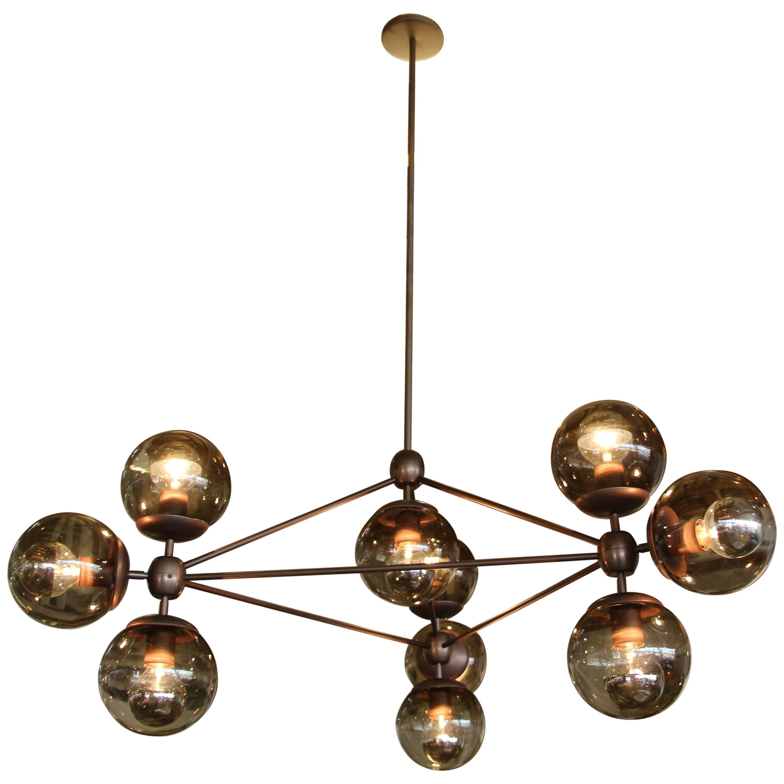 Modo Ten-Light Chandelier Designed by Jason Miller for Roll & Hill