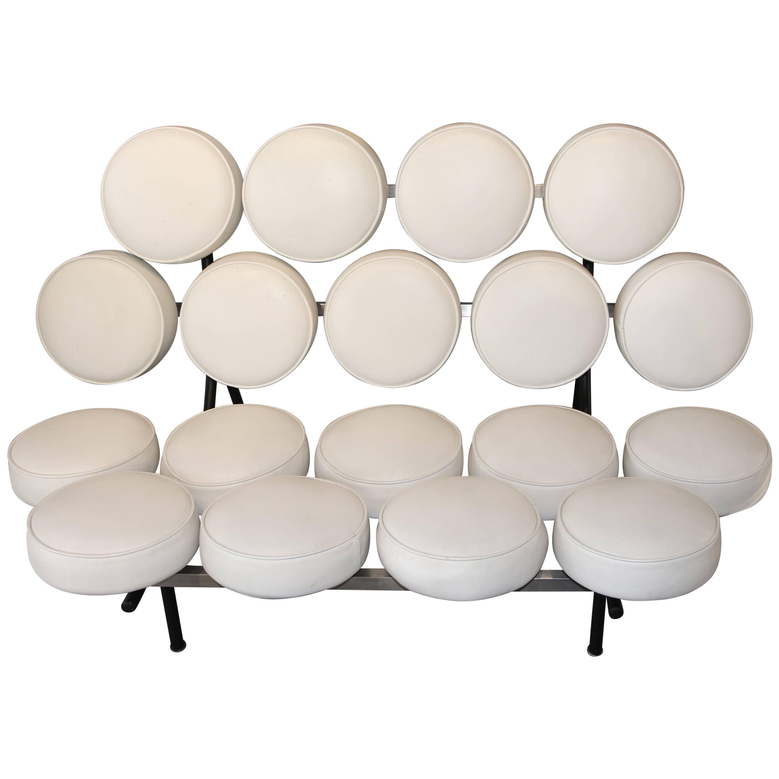 George Nelson for Herman Miller Marshmallow Sofa in White Leather