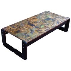 Brutalist Percival Lafer Modern Copper Patchwork Coffee Table