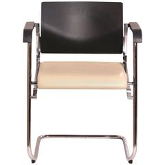 Black and White Leather Sito 240/3 Cantilever Armchair by Wiege for Wilkhahn