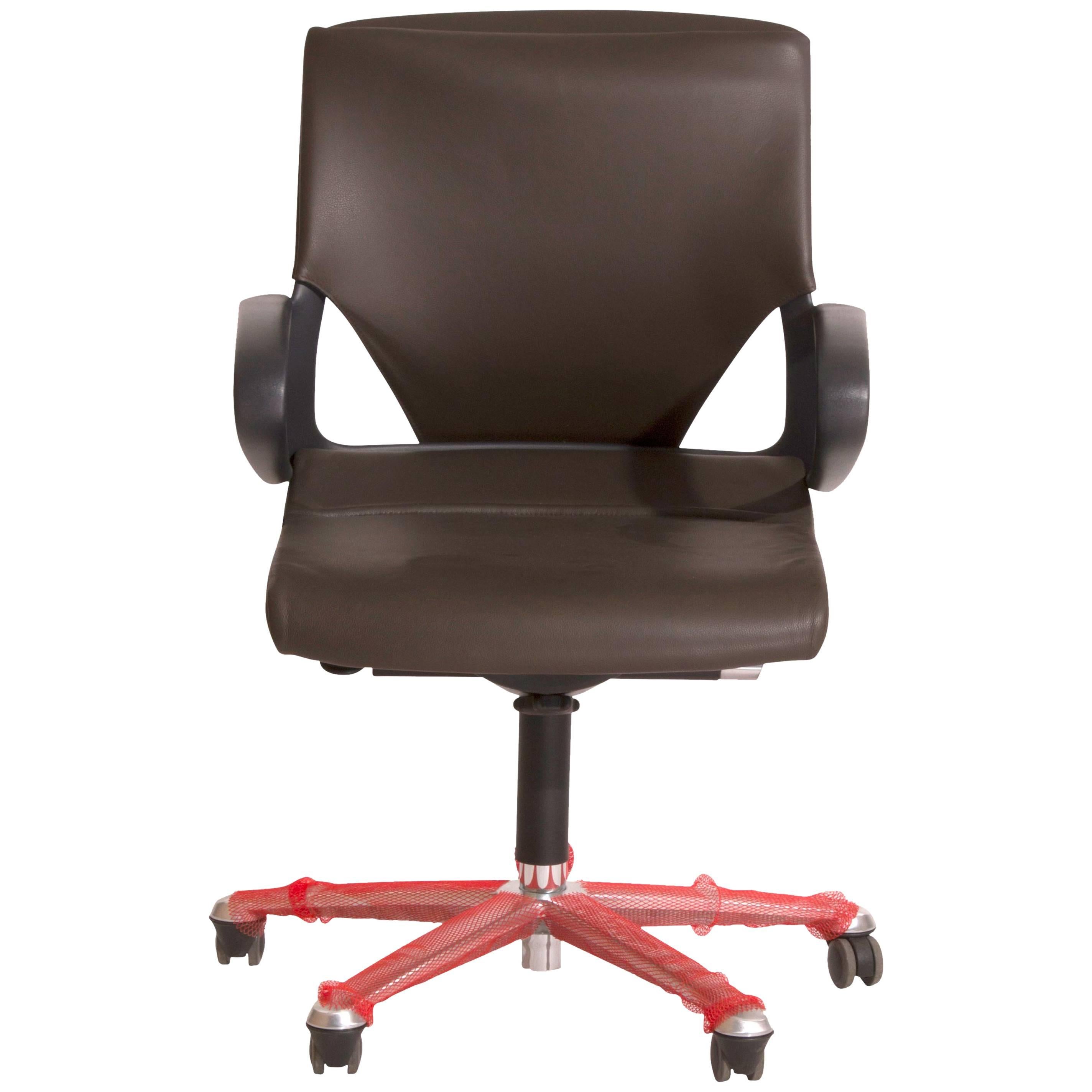 Brown Leather Modus 283/7 Task Armchair by Wiege for Wilkhahn, Germany For Sale
