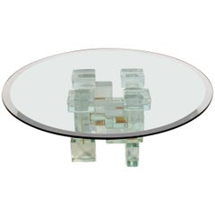 Table basse en briques de verre