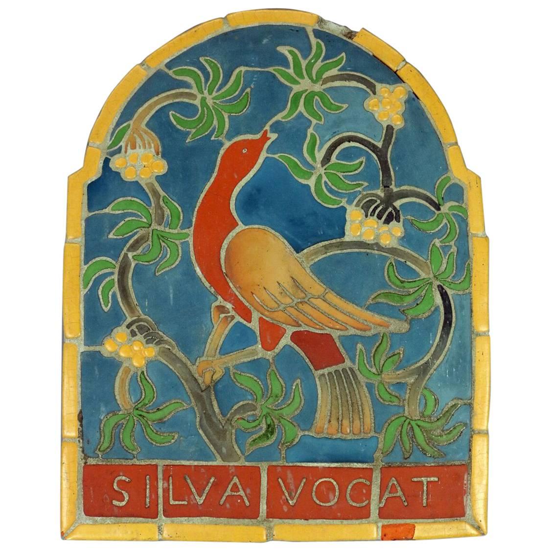 Henry Mercer Moravian Pottery & Tile Works Terra Cotta Plaque Silva Vocat