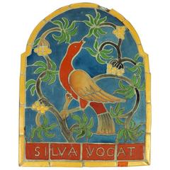 Antique Henry Mercer Moravian Pottery & Tile Works Terra Cotta Plaque Silva Vocat