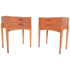 Pair of Danish Modern Teak or Oak Nightstands