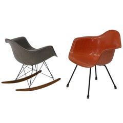 Used Iconic Rocker and Lounge Chair by Charles Eames for Zenith Plastics