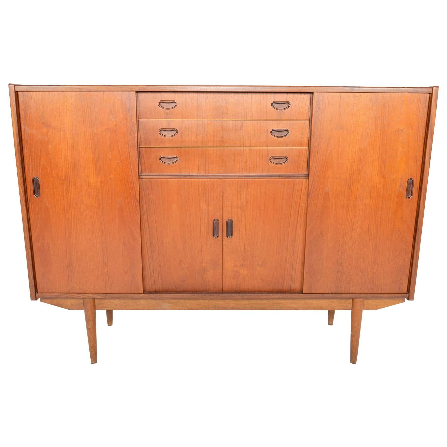 Tall Danish Modern Teak Credenza by Westergaard