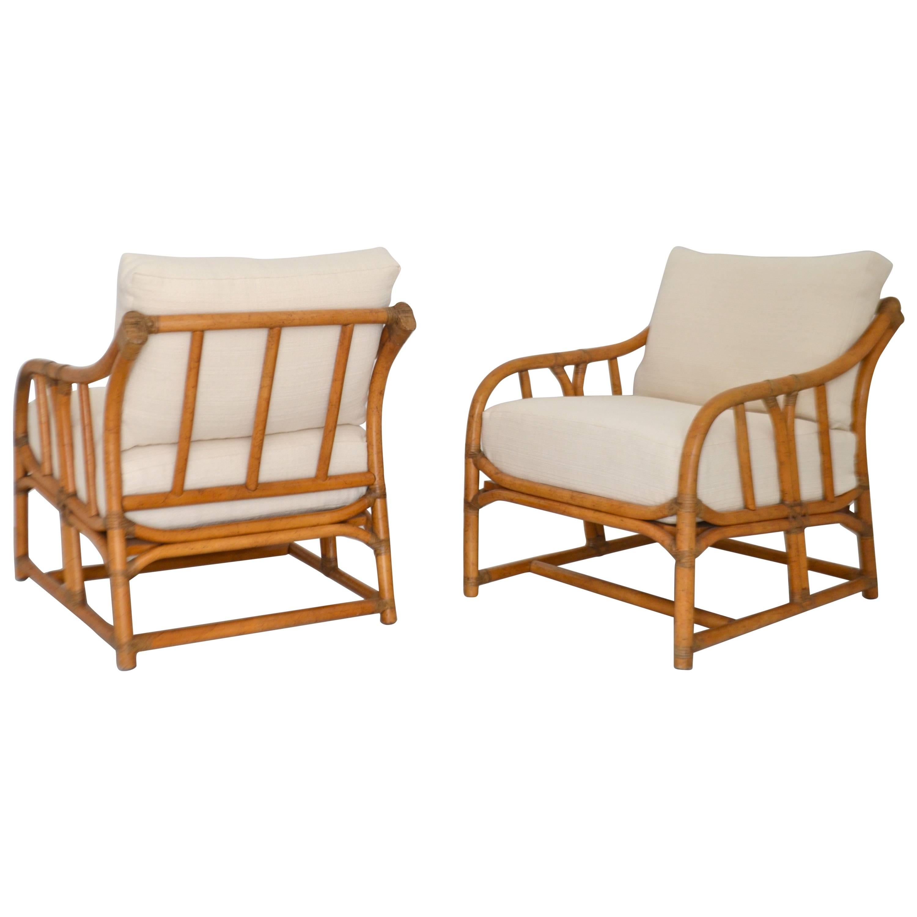 Pair of Mid-Century Bamboo Club Chairs