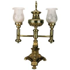 Lampe Argand double astral électrifiée en bronze par Baldwin Gardiner:: vers 1840