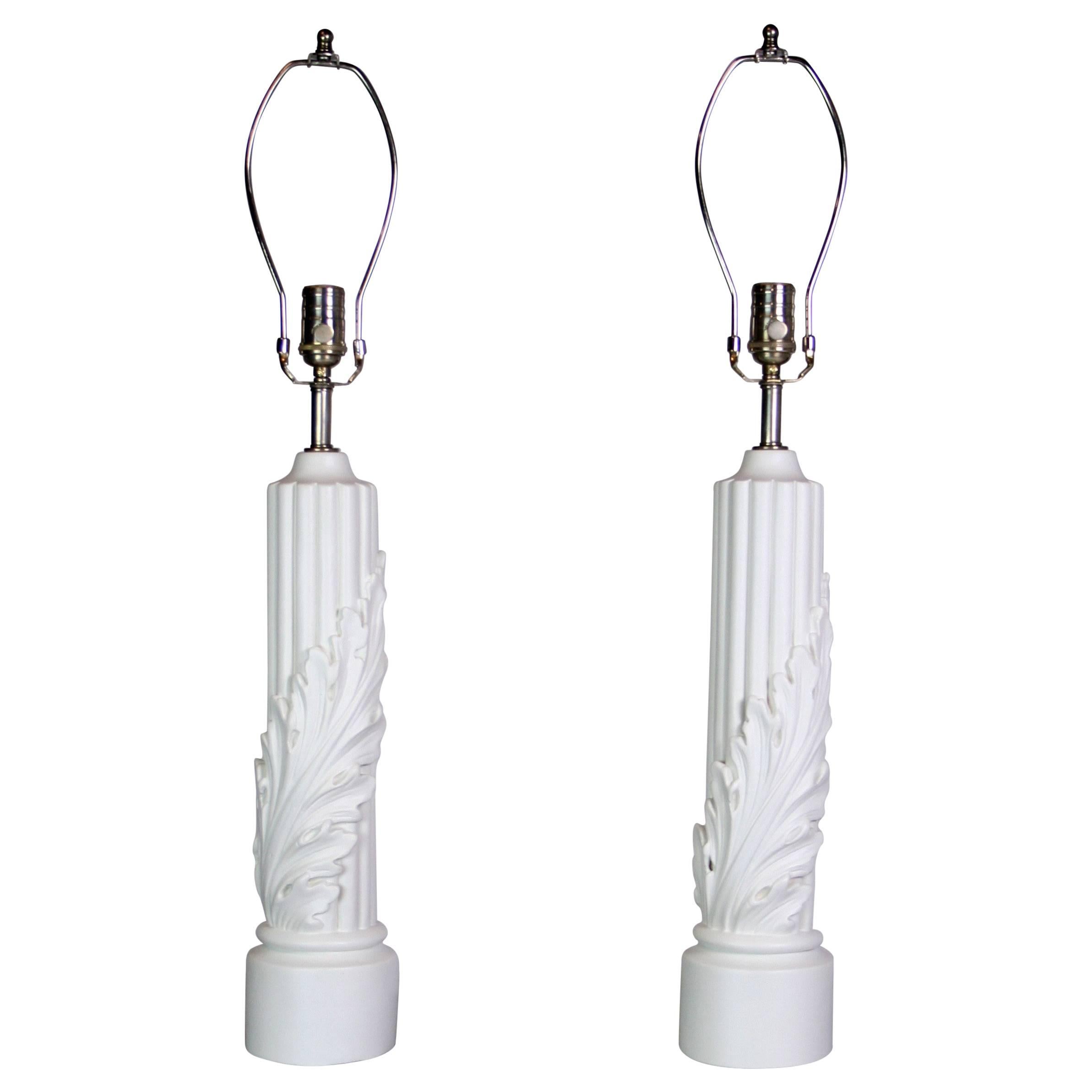 Pair of 1940s Painted Plaster Lamps