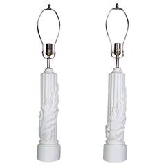 Pair of 1940s Painted Plaster Lamps 9