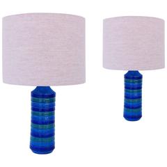 Pair of Italian Ceramic "Rimini Blue" Table Lamps by Bitossi