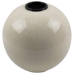 Art Deco Modernist Crackle Glaze Ceramic Vase by St. Clement, France, 1930s 12