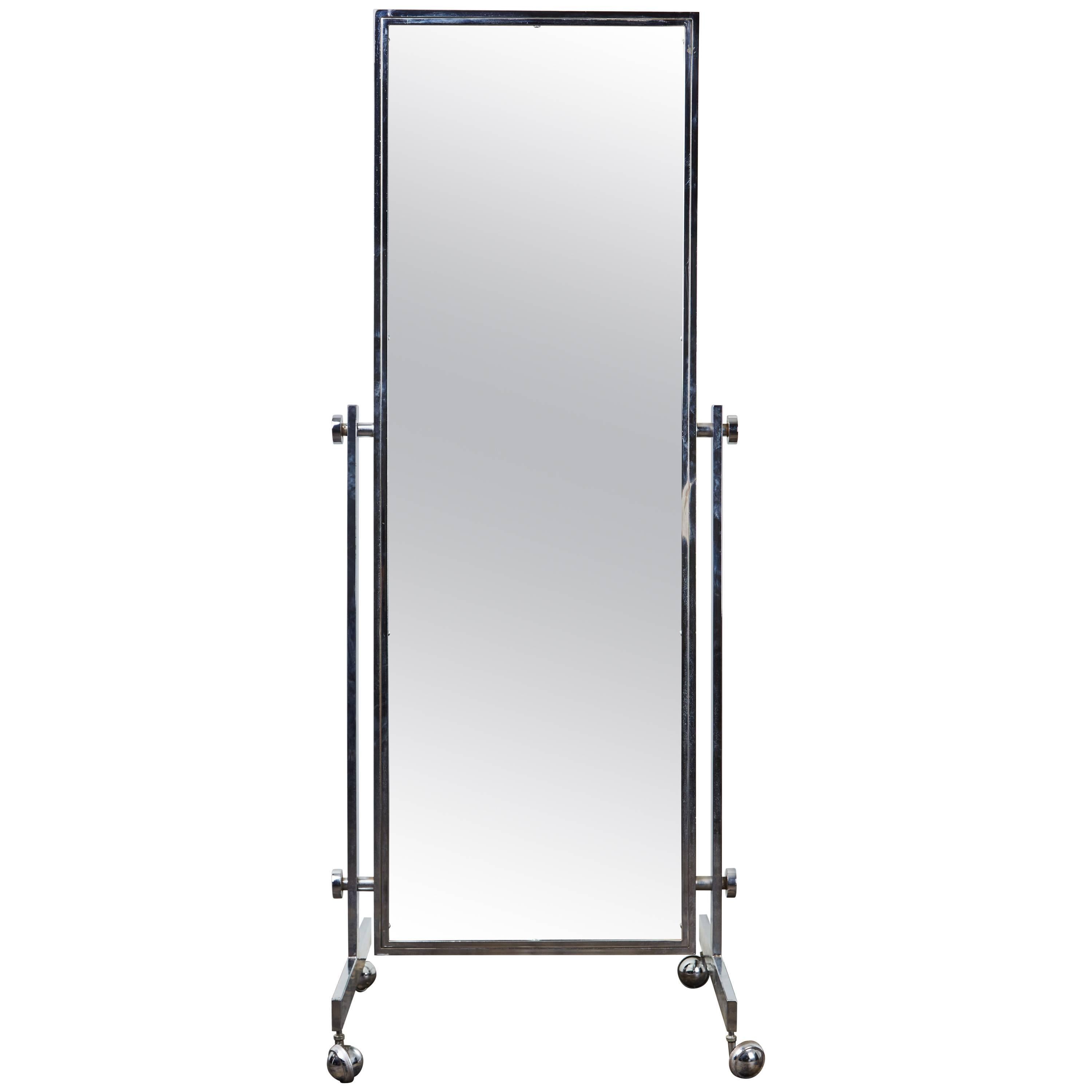 Modernist Chrome Cheval Mirror