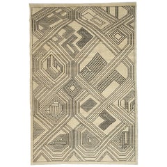 Tapis persan contemporain Orley Shabahang "Kuba", neutre et gris, laine, 6 pi x 9 pi