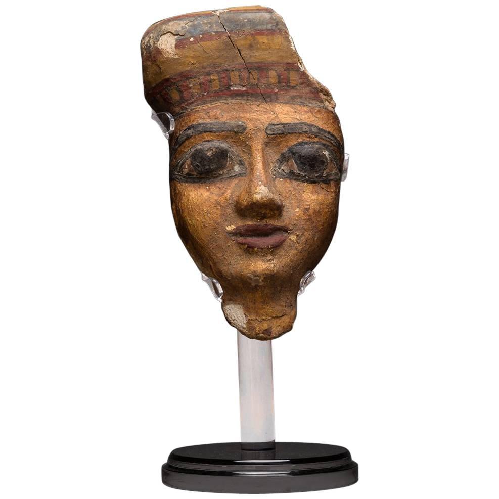 Egyptian Wooden Funerary Mask For Sale