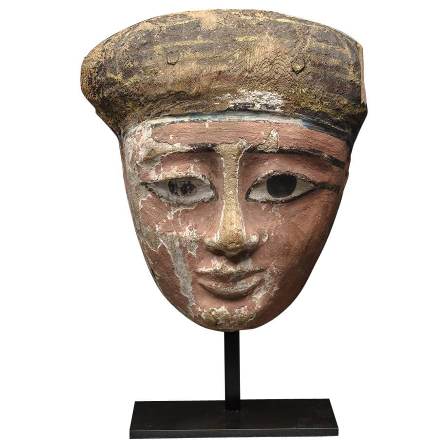 Egyptian Polychrome Wooden Mask For Sale