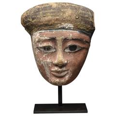 Antique Egyptian Polychrome Wooden Mask