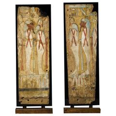 Pair of Third Intermediate Period Painted, Wooden Panels