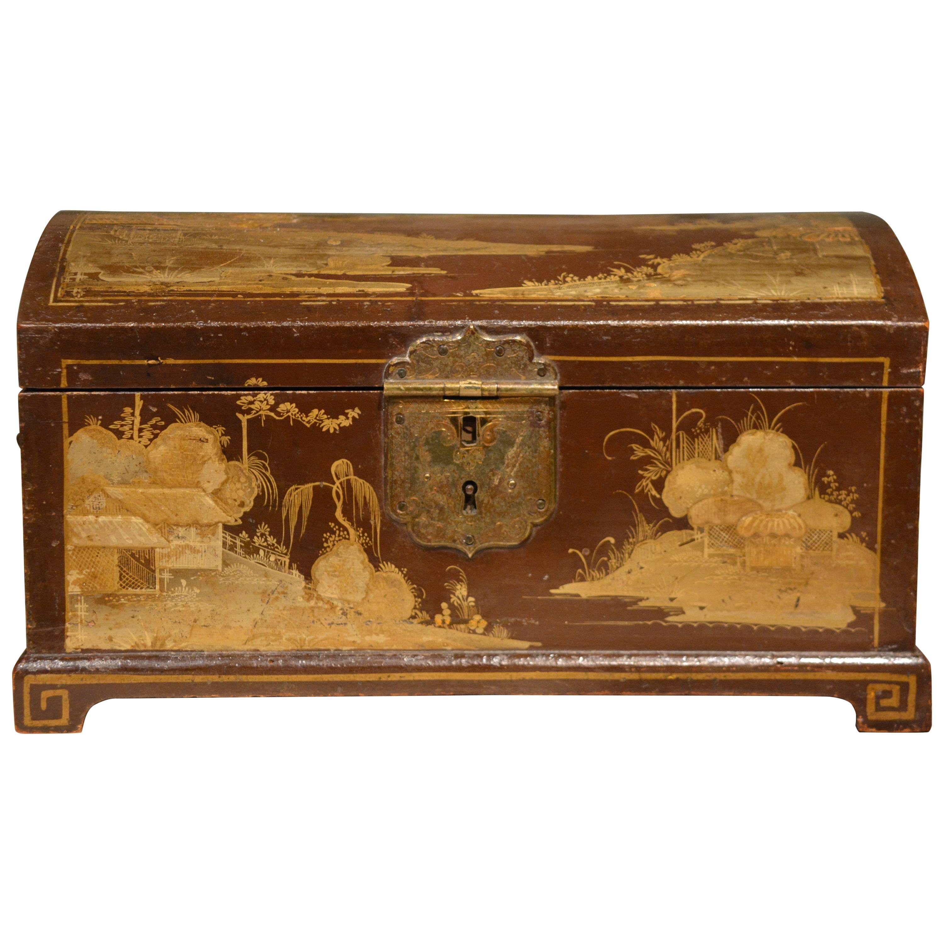 18th Century Japanned Dome Top Casket For Sale