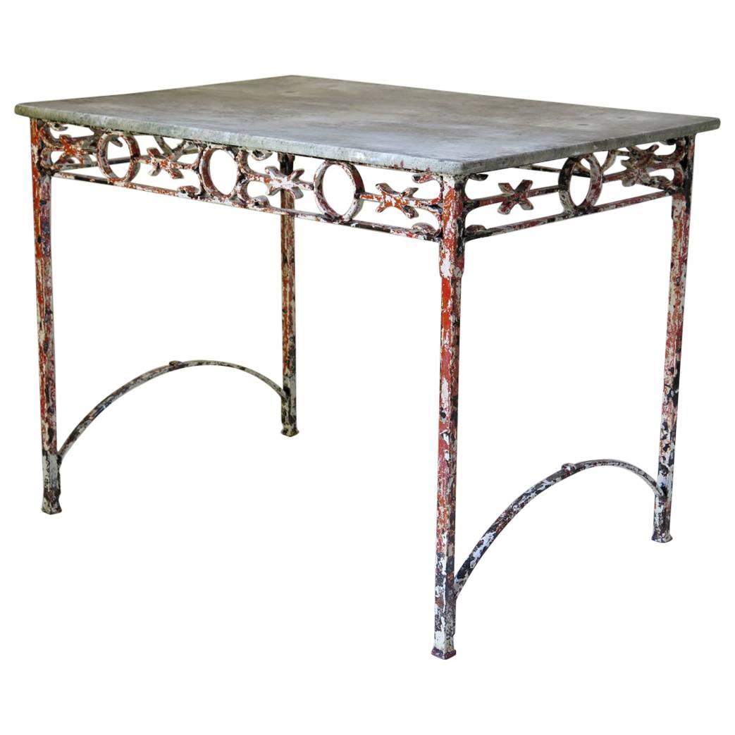 Wrought-Iron and Marble Console, France, circa 1920s