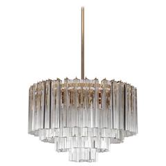 Huge Murano Triedri Glass and Brass Chandelier by Venini 8