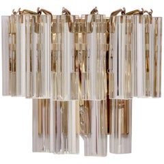 Murano Triedri Glass and Brass Wall Lamps or Sconces by Venini