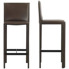 Italian Modern Leather Bar Stools 09, Made in Italy, New 4
