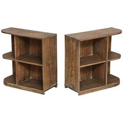 Pair of Deco Cerused Oak Shelves, End Side Tables, France, 1930-1950