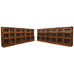 Antique Set of Six Walnut Three Sectional Bookcases by Minty