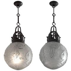 Muller Frères/Fag French Art Deco Pair of Chandeliers, 1925 3