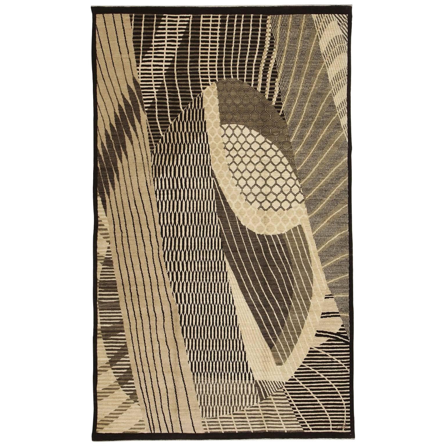 Orley Shabahang "Harmony" Contemporary Persian Rug, Neutral, 6' x 9'