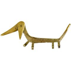 Walter Bosse Wiener Dog Brass Key Hanger by Hertha Baller, Austria, 1950s 7