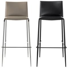 Italian Modern Bar Stool Made of Leather, Made in Italy, New 30 Colors Available 2