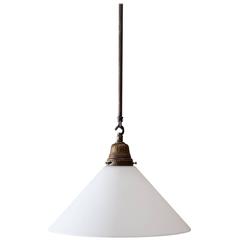 Late 19th-Early 20th Century Milk Glass Cone Shaped Hanging Light