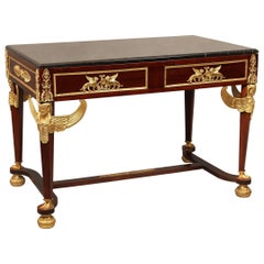 Antique Late 19th Gilt Bronze-Mounted Center Table in the Empire Revival Style