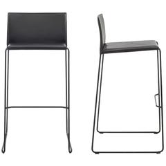 Modern Bar Stool Made in Italy, New, Leather Available in 30 Colors 3
