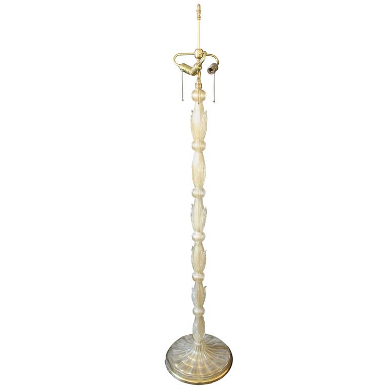 Art Deco Rare Large Barovier Toso Murano Glass Floor Lamp For Art Deco Rare Large Barovier Toso Murano Glass Floor Lamp For