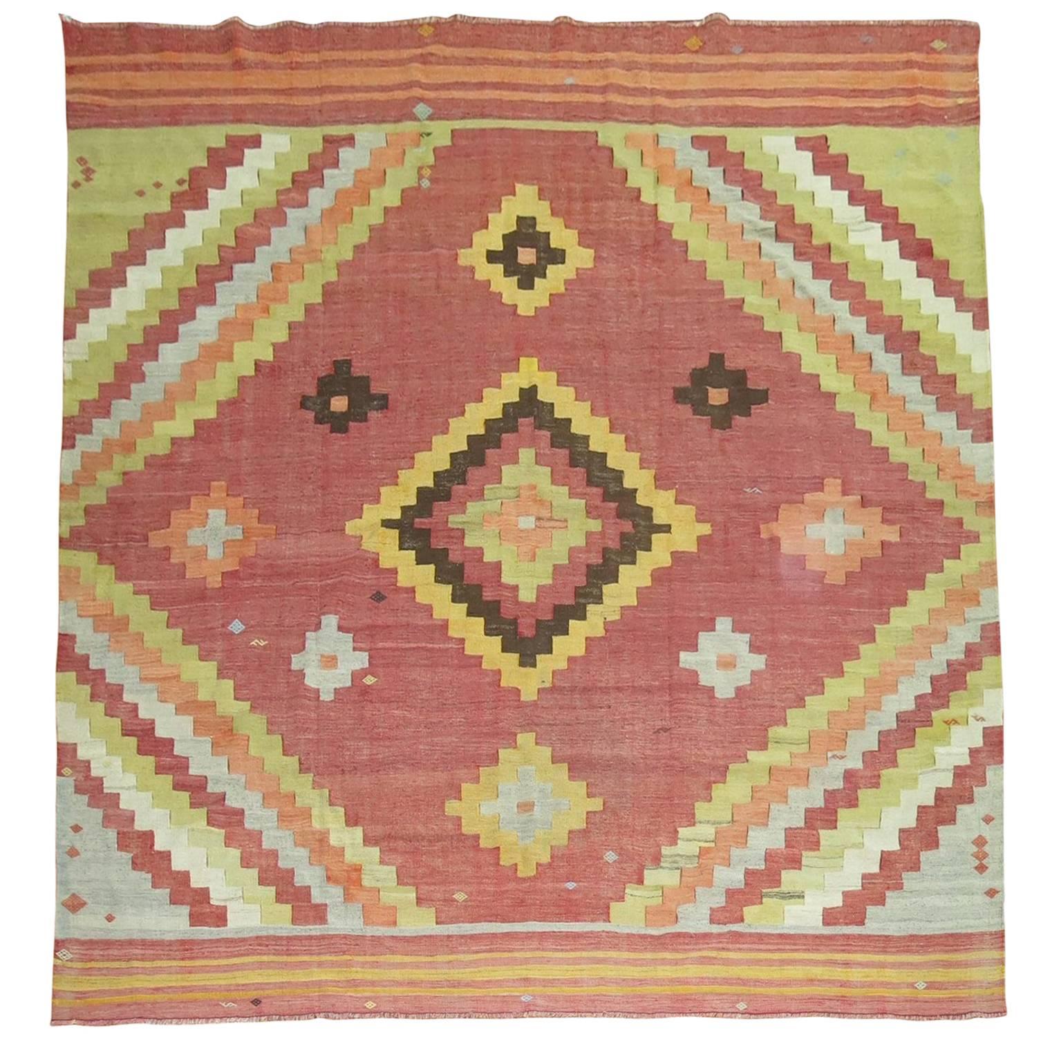 Square Vintage Turkish Kilim