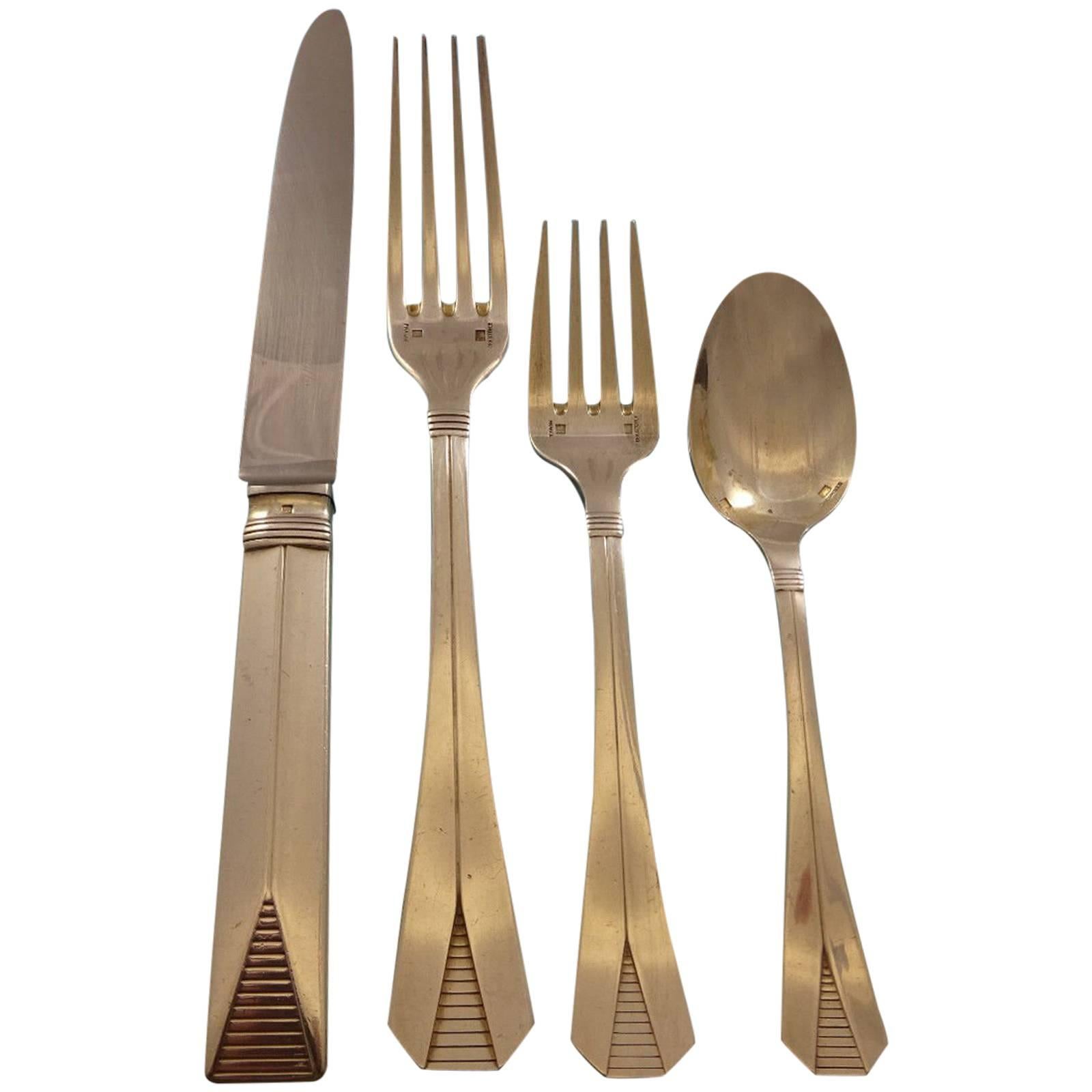 Atlantide by Christofle Silverplate Flatware Set Service 33 Pieces France Dinner