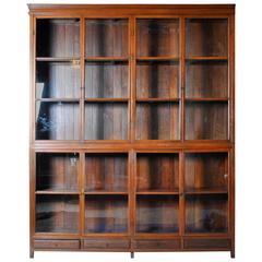 Antique British Colonial Bookcase with Four Drawers