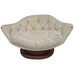 Extra Wide Adrian Pearsall Tufted Barrel Back Swivel Chair, Mid-Century Modern