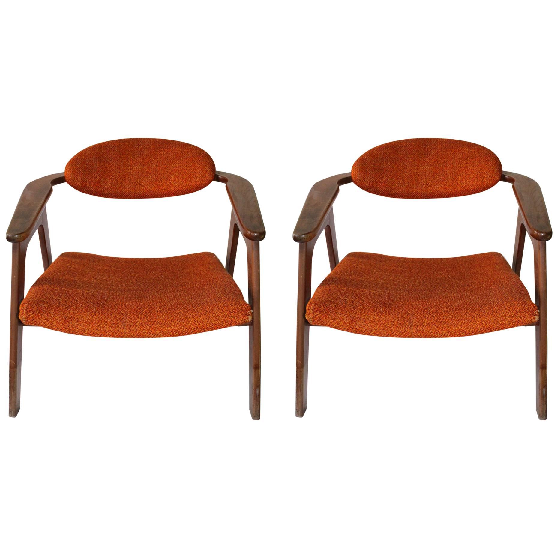 Pair of Adrian Pearsall, 1950s 'Captain's Chairs'