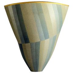Stoneware Vase with Gray and Gold Glaze by John Middlemiss, Own Studio, UK