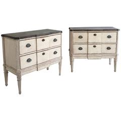 Antique Pair of 19th Century Swedish Gustavian Style Breakfront Bedside Chests
