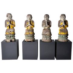 Teak Wood Burmese Monks