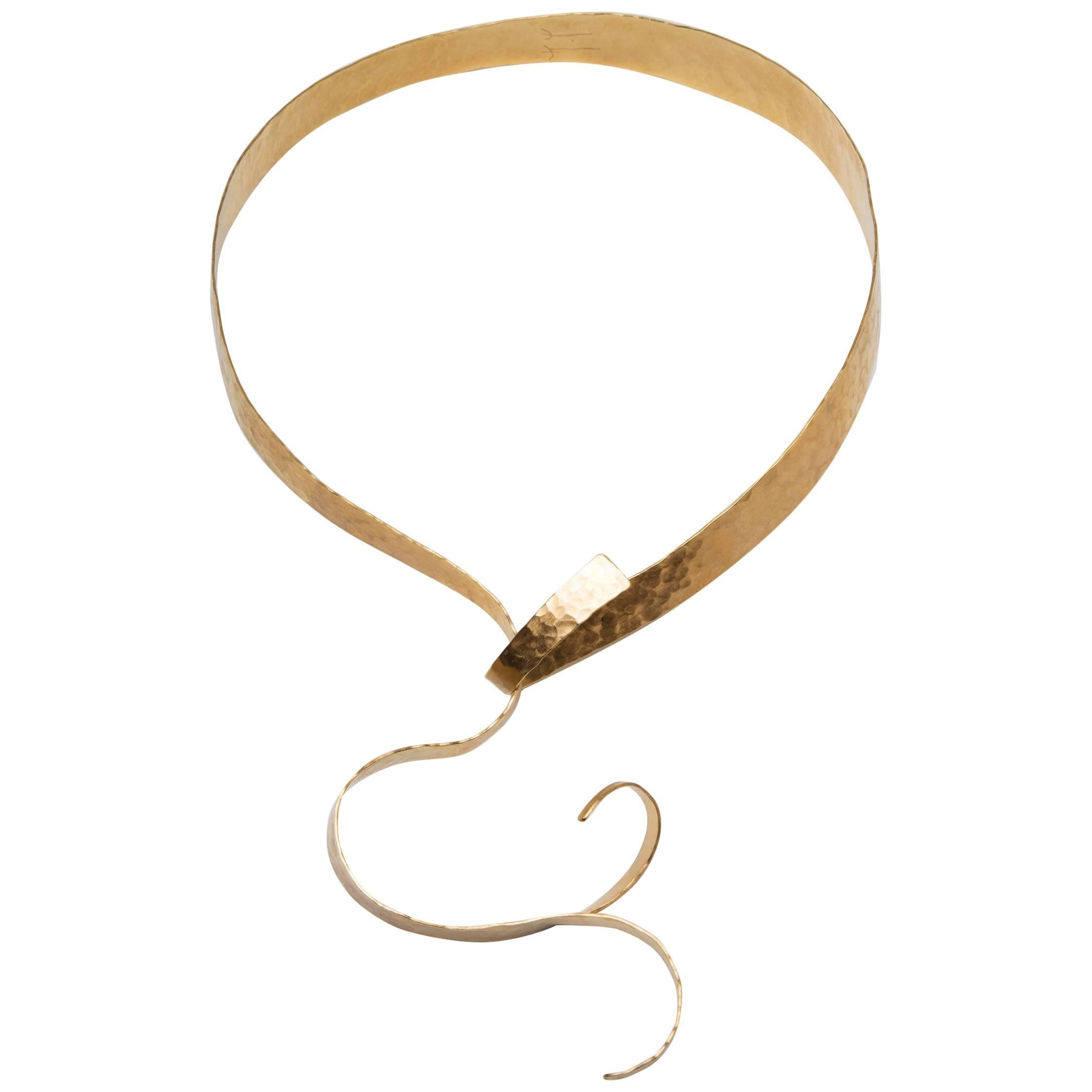 Gold-Plated Necklace by Jacques Jarrige "Aura" For Sale