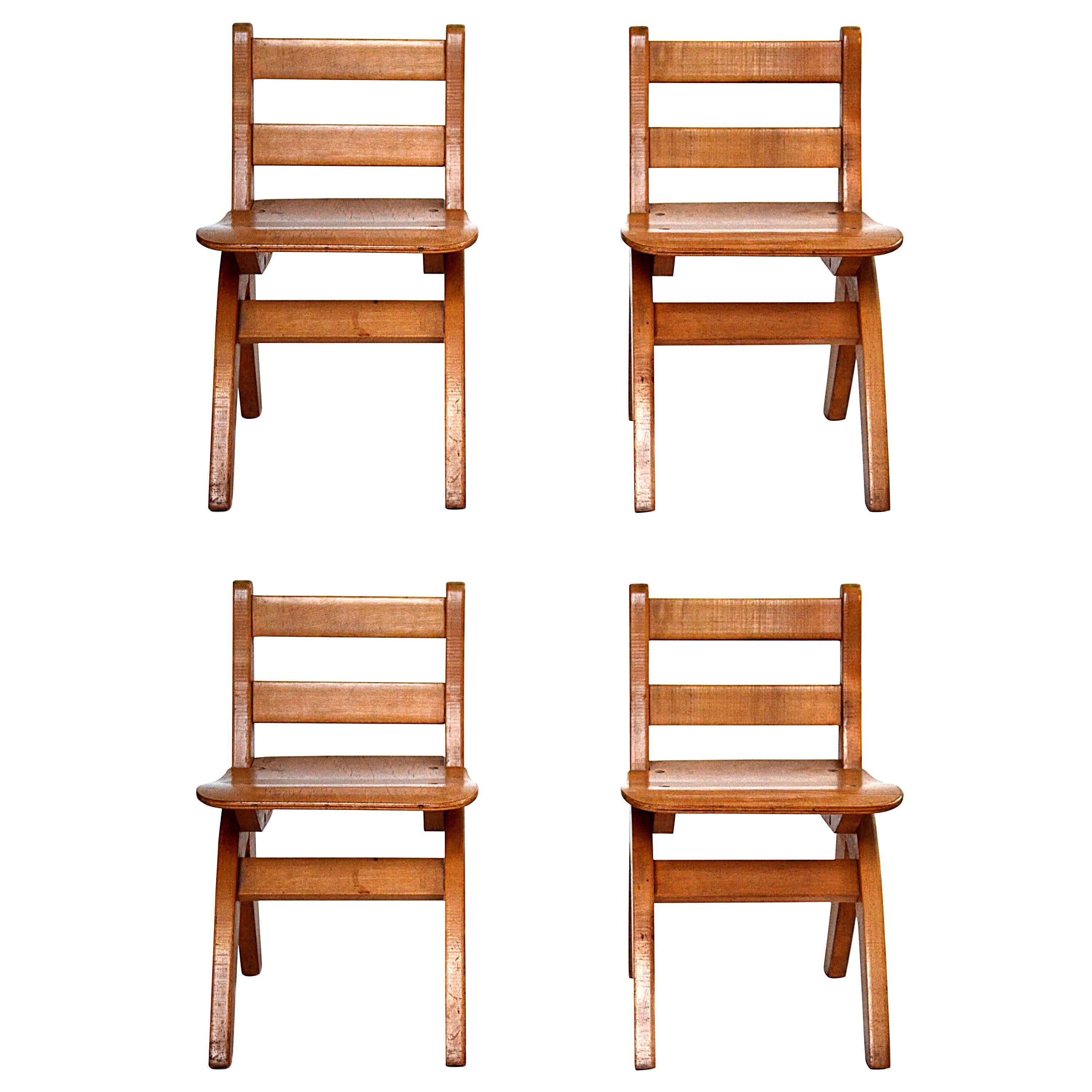 Slat Back Child Chair in Wood