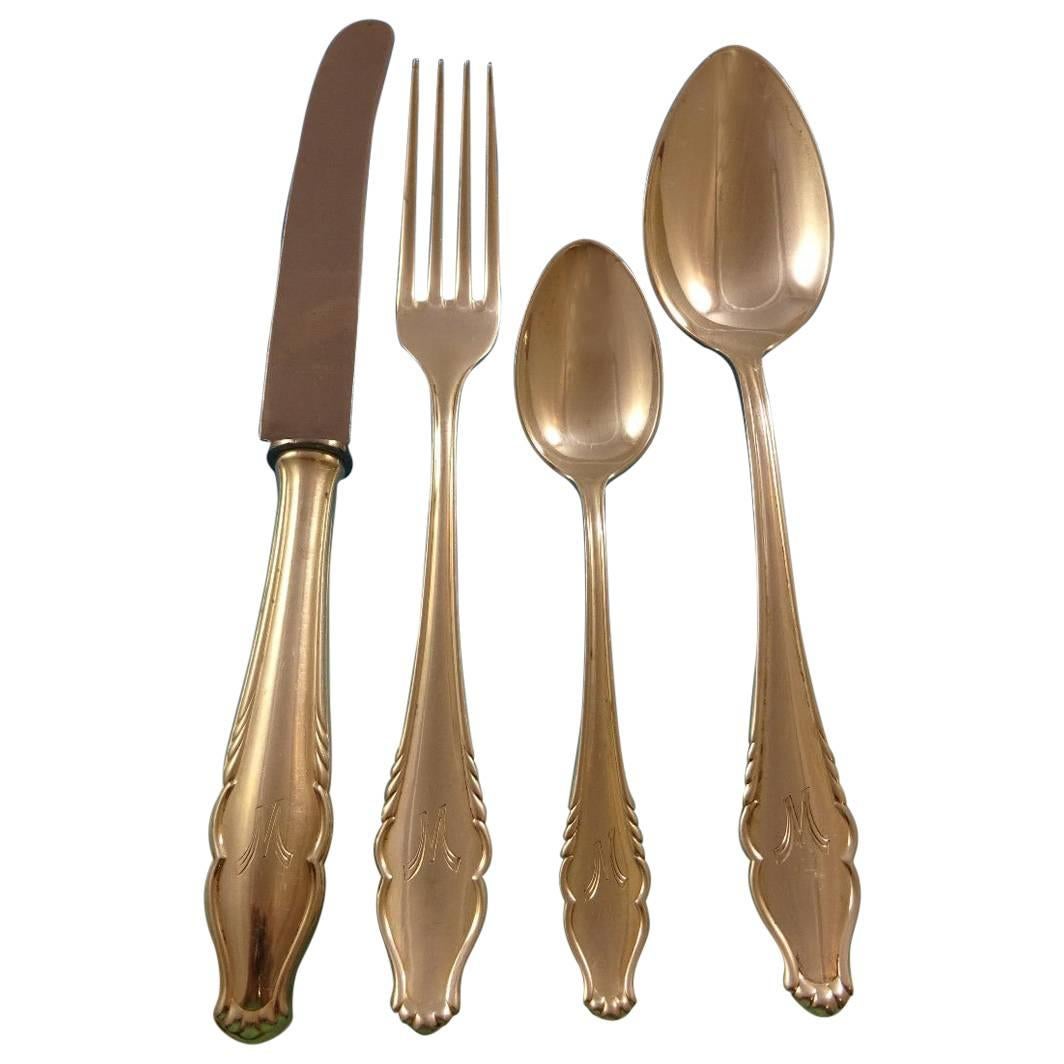 Juego de Cubiertos de Plata Alemana 800 Bremer 12 Servicios Almuerzo "W" Mono 58 Piezas