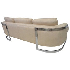 Excelente Milo Baughman atribuyó al Cromo Curvo el Sofá Moderno de Mediano Siglo